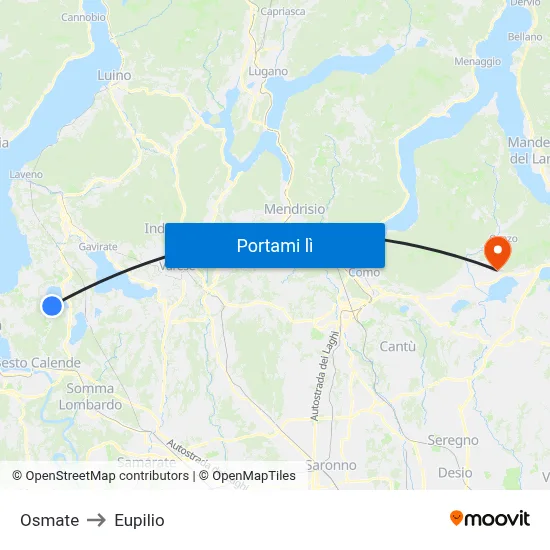 Osmate to Eupilio map