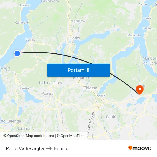 Porto Valtravaglia to Eupilio map