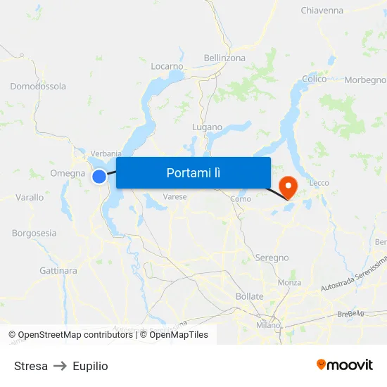 Stresa to Eupilio map