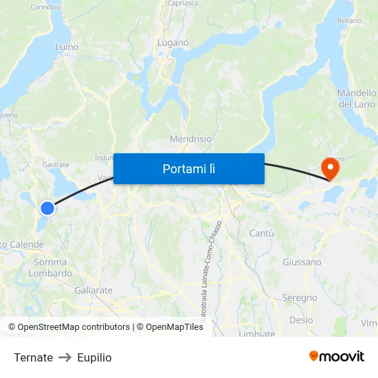 Ternate to Eupilio map