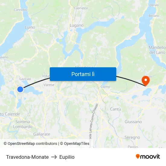 Travedona-Monate to Eupilio map