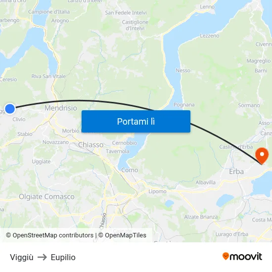 Viggiù to Eupilio map