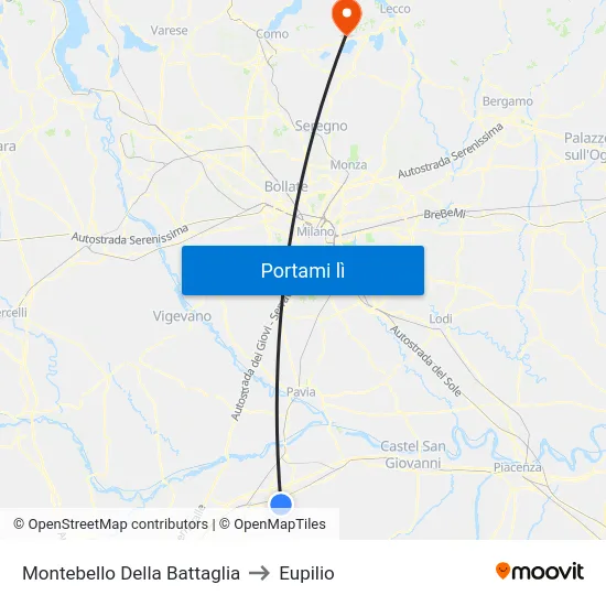 Montebello Della Battaglia to Eupilio map