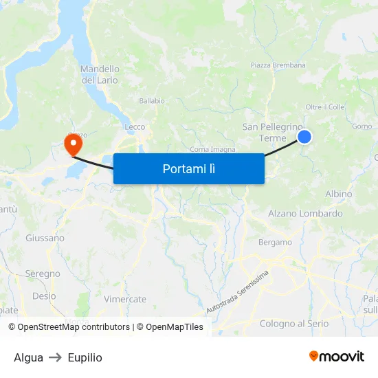 Algua to Eupilio map
