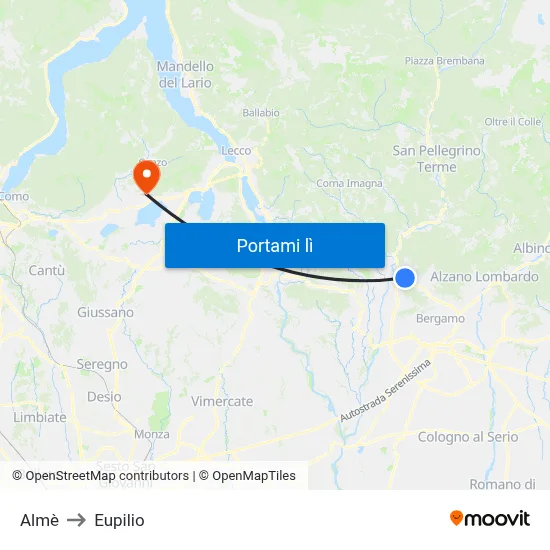 Almè to Eupilio map