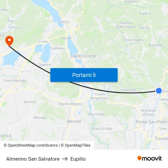 Almenno San Salvatore to Eupilio map