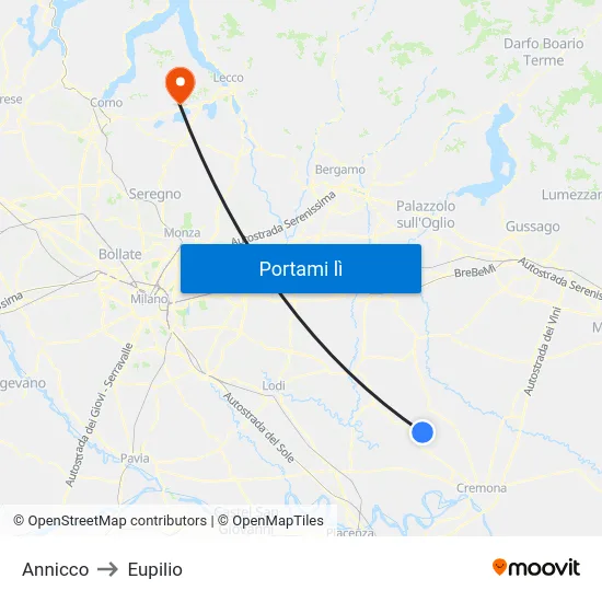 Annicco to Eupilio map