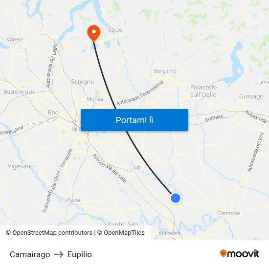 Camairago to Eupilio map