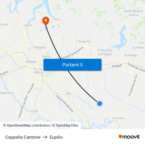 Cappella Cantone to Eupilio map