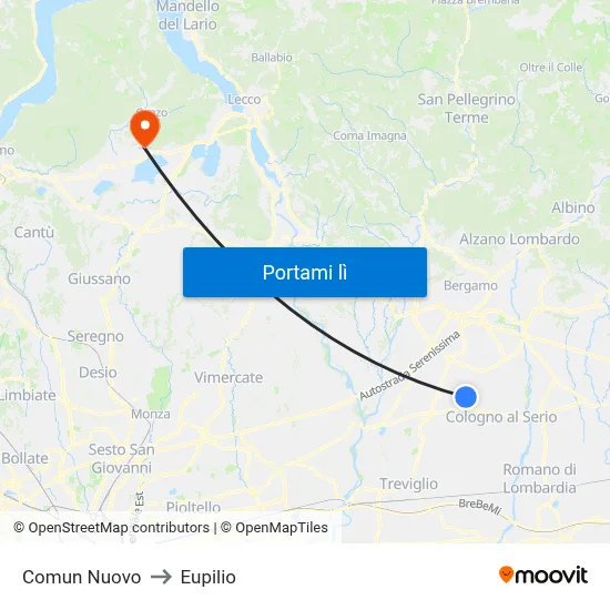 Comun Nuovo to Eupilio map