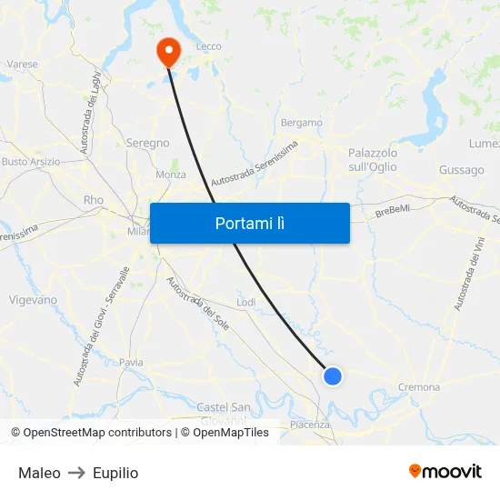 Maleo to Eupilio map