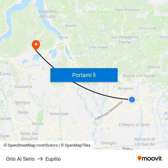 Orio Al Serio to Eupilio map