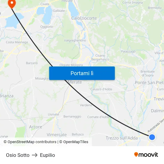 Osio Sotto to Eupilio map