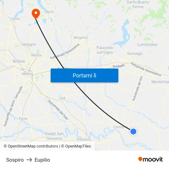 Sospiro to Eupilio map