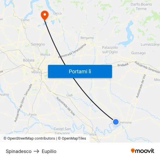 Spinadesco to Eupilio map