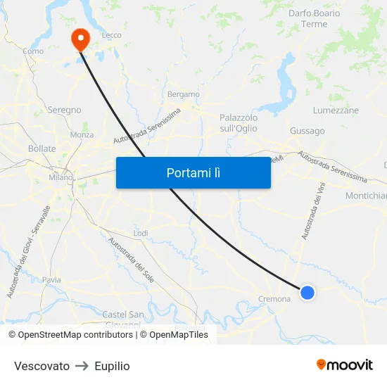 Vescovato to Eupilio map