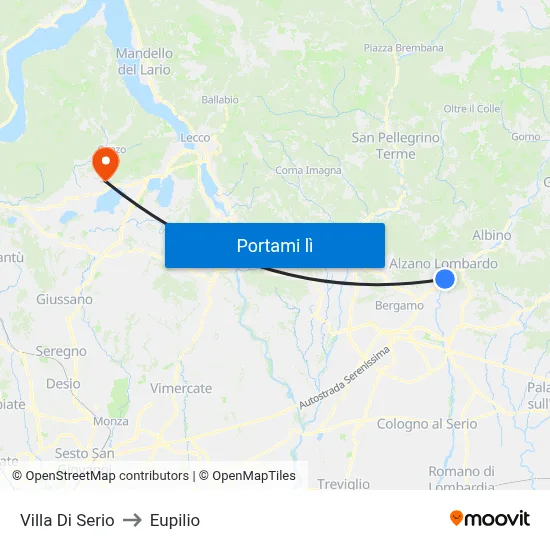 Villa Di Serio to Eupilio map