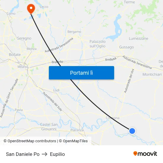San Daniele Po to Eupilio map