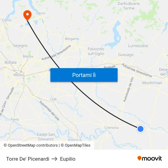 Torre De' Picenardi to Eupilio map