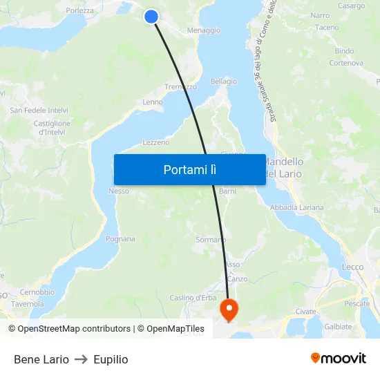 Bene Lario to Eupilio map