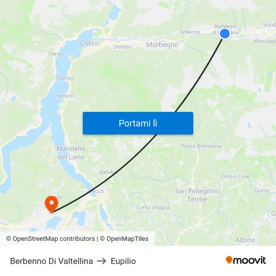 Berbenno Di Valtellina to Eupilio map