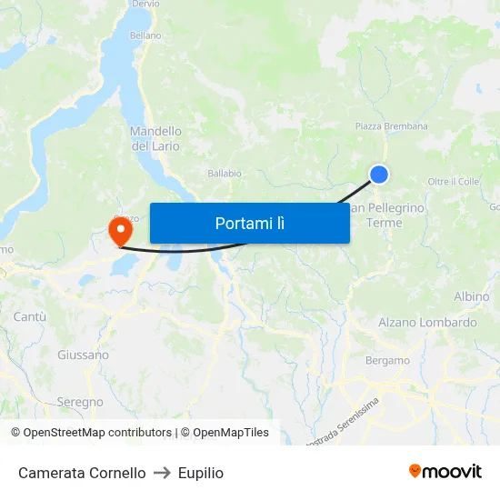 Camerata Cornello to Eupilio map