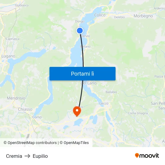 Cremia to Eupilio map