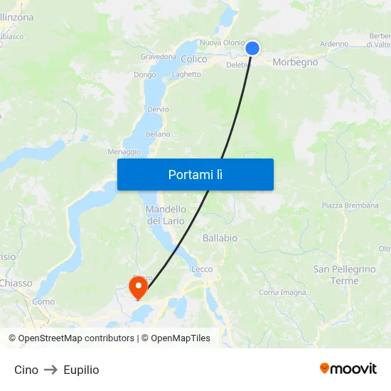 Cino to Eupilio map