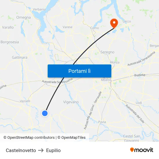 Castelnovetto to Eupilio map
