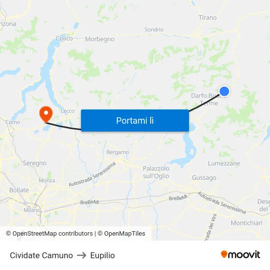 Cividate Camuno to Eupilio map