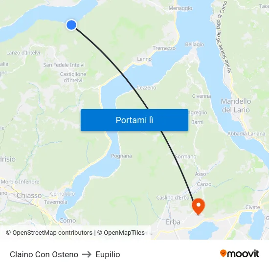Claino Con Osteno to Eupilio map