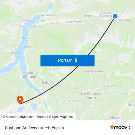 Castione Andevenno to Eupilio map