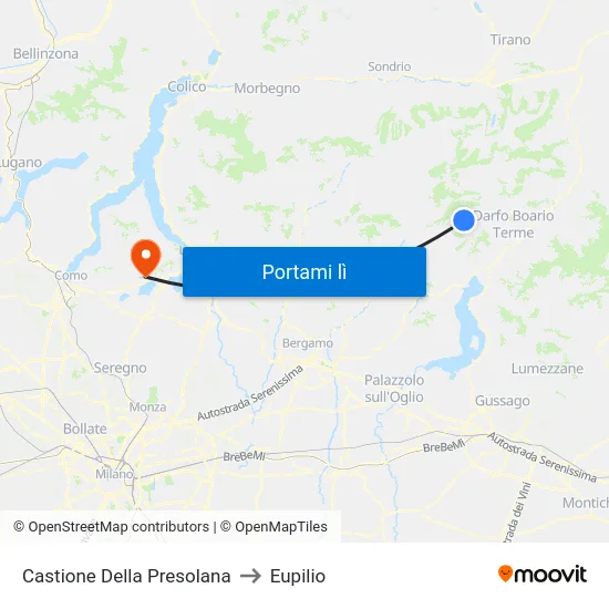 Castione Della Presolana to Eupilio map