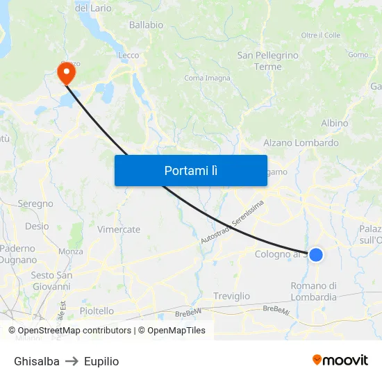 Ghisalba to Eupilio map