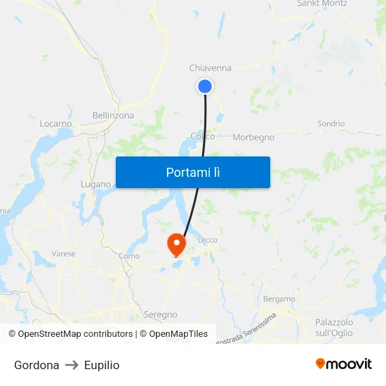 Gordona to Eupilio map