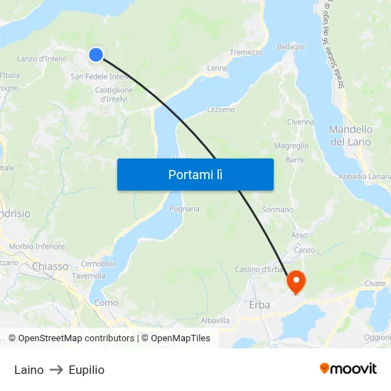 Laino to Eupilio map