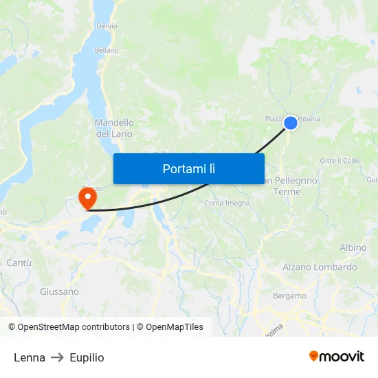 Lenna to Eupilio map