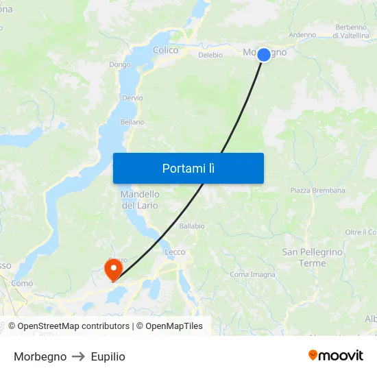 Morbegno to Eupilio map