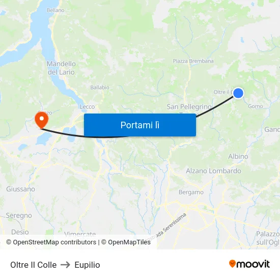 Oltre Il Colle to Eupilio map