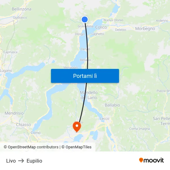Livo to Eupilio map
