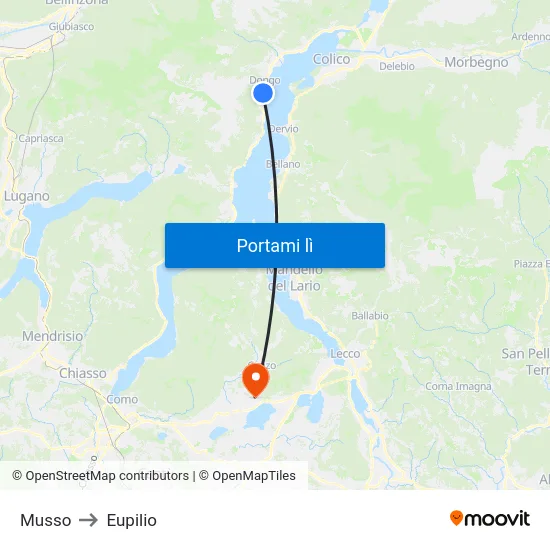 Musso to Eupilio map