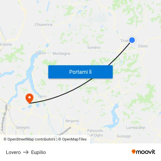 Lovero to Eupilio map