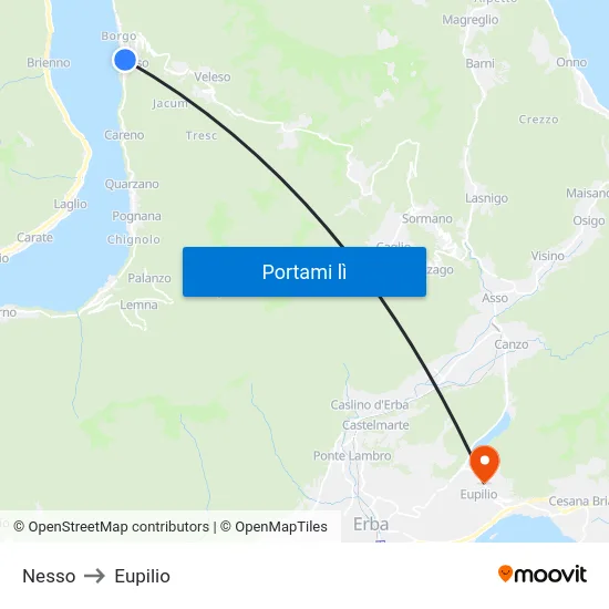 Nesso to Eupilio map