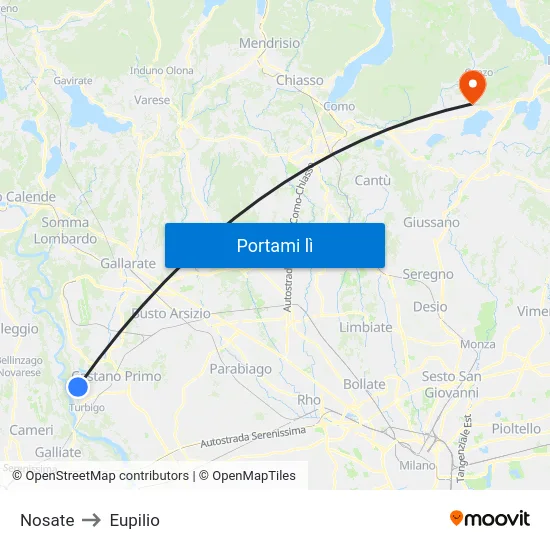 Nosate to Eupilio map
