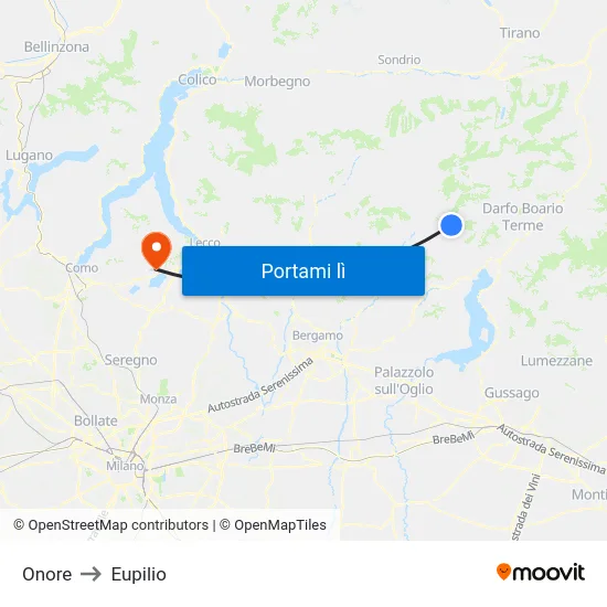 Onore to Eupilio map