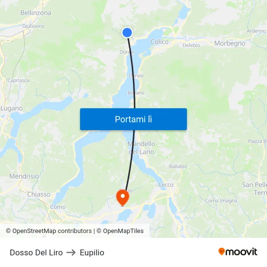 Dosso Del Liro to Eupilio map