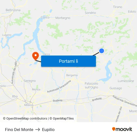 Fino Del Monte to Eupilio map