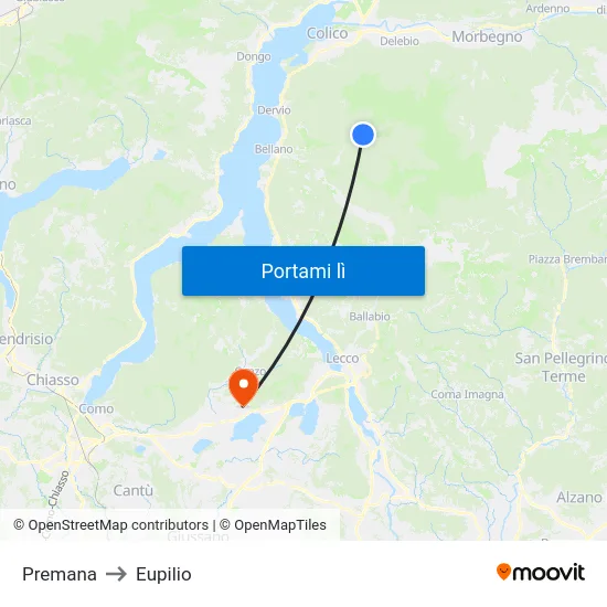 Premana to Eupilio map