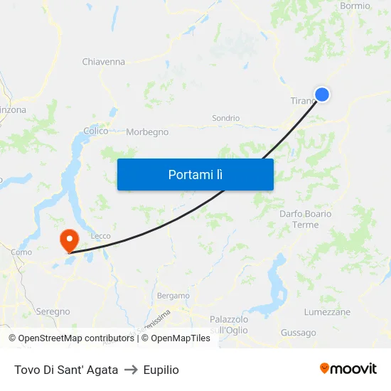 Tovo Di Sant' Agata to Eupilio map