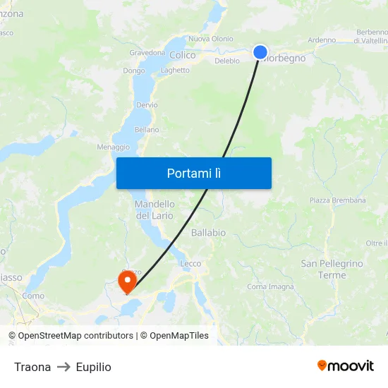 Traona to Eupilio map